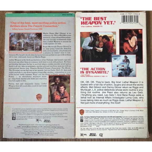 Lethal Weapon (1989) & Lethal Weapon 3 (1992) Mel Gibson Action Movie VHS Bundle - Picture 5 of 5